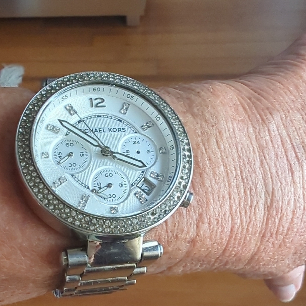 Michael Kors Silver Crystal-Studded Watch
